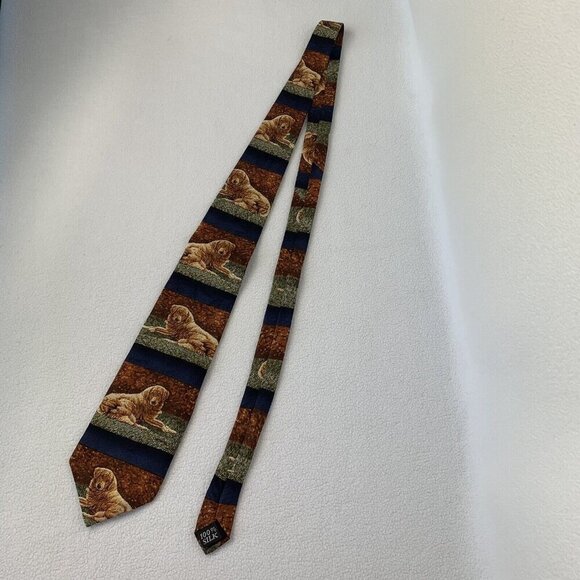 Golden Retriever 100% Silk 57” Dog And Baseball Men’s Tie Bonnie Marris - Picture 2 of 8